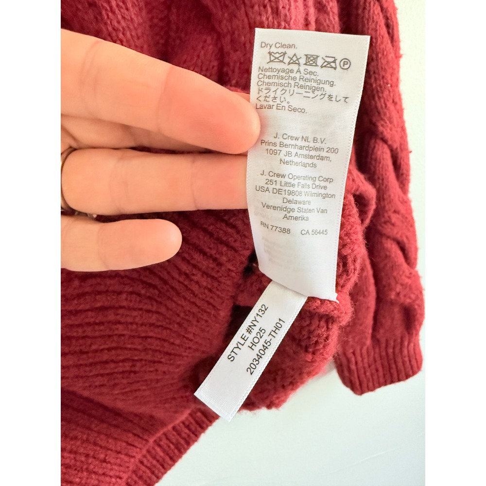 Madewell | NWOT Cable-Knit Wool Crewneck Sweater Heather Garnet Red | Sz L - Picture 7 of 9